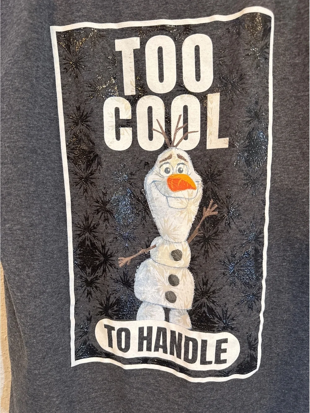 Disney Frozen II Olaf “Too Cool to Handle” Gray Short Sleeve T-Shirt Boys 8